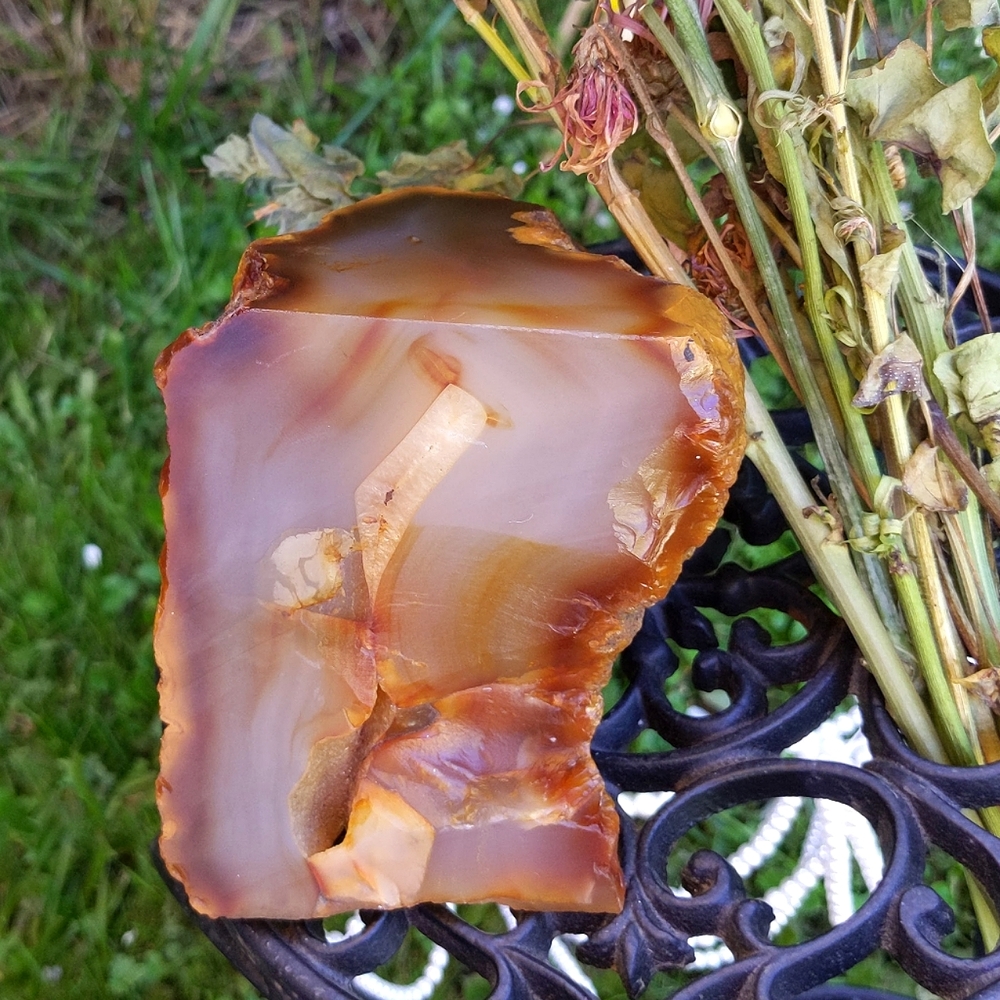 *SOLD* Large natural Agate abstract cut bookend 3.75 lb